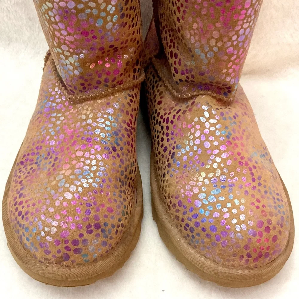 UGG Classic Spots Metallic Shimmery fur lined Snow Winter Boot Women’s Sz 6 - Picture 4 of 16